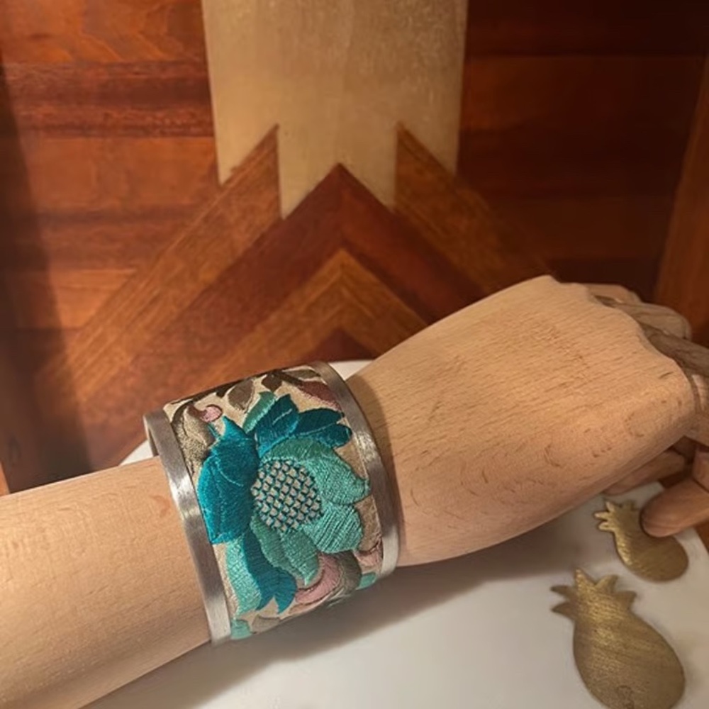 Wide Cuff Embroidered Bracelet